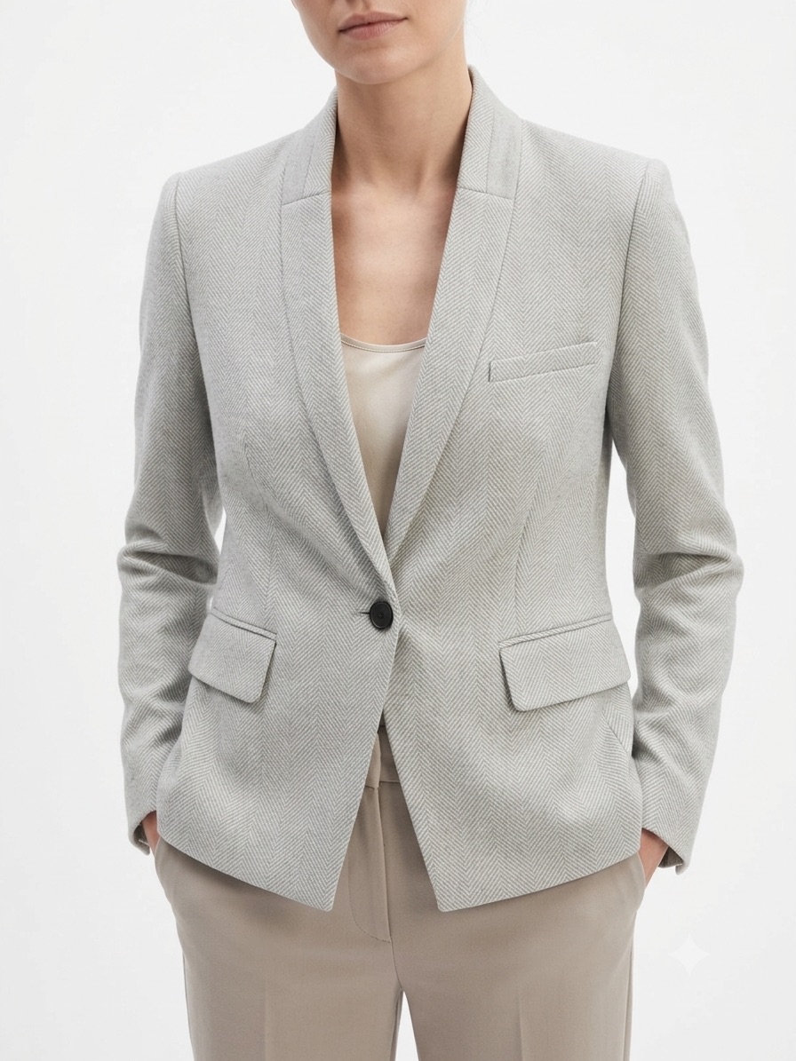 Veronica Beard Farley Dickie Blazer Light Gray Herringbone Size 10